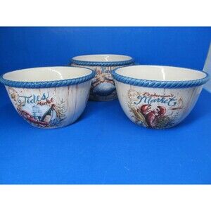 Certified international Seaside Market Bowls bundle of 3